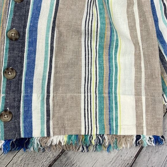 Hope & Harlow Wide Leg Cropped Linen Blend Pants Vertical Stripes SZ14 Lagenlook - Picture 10 of 10